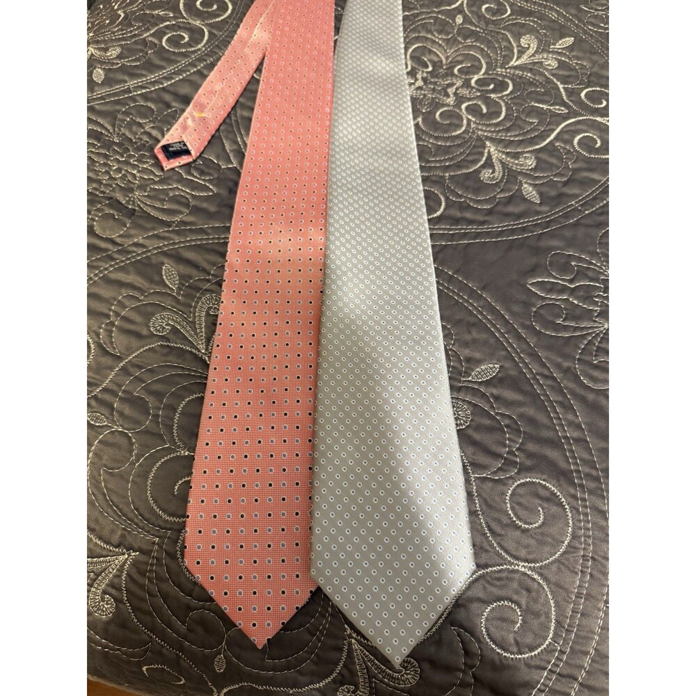 2 Dotted Designer Men Neck Ties Nautica Dockers Pink Grey Blue